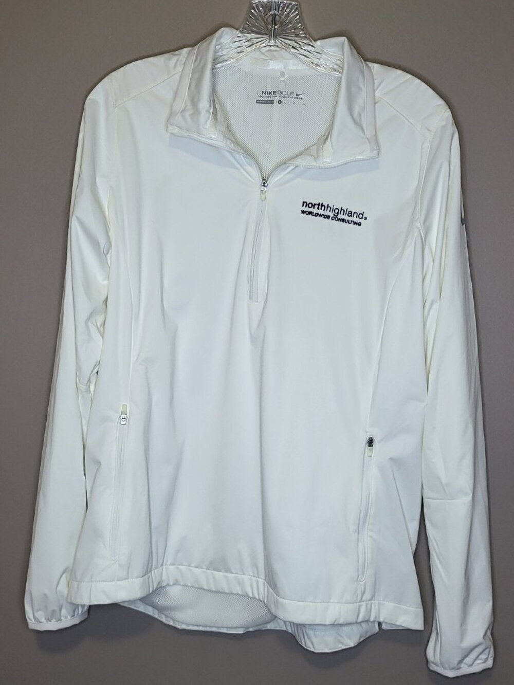 Nike Golf Women's White Dri-FIT 1/4 Zip Windbreaker Jacket Large Lightweight